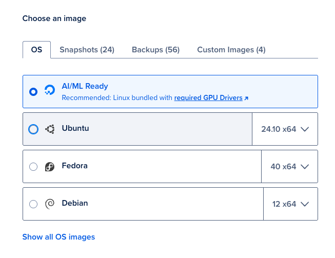 Create-a-gpu-droplet which is AI/ML Ready