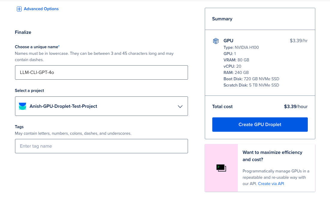 Create a GPU Droplet